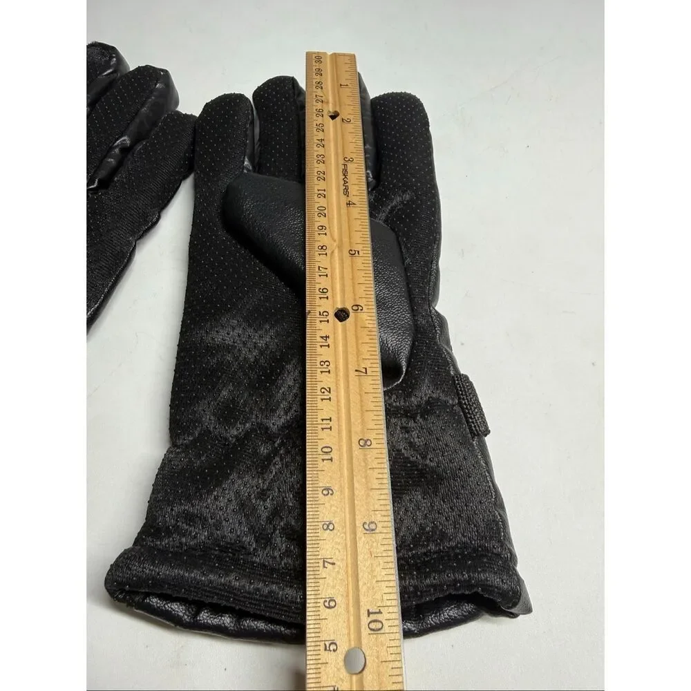 Sport Women’s Thinsulate Faux Leather Gloves Black New Size L